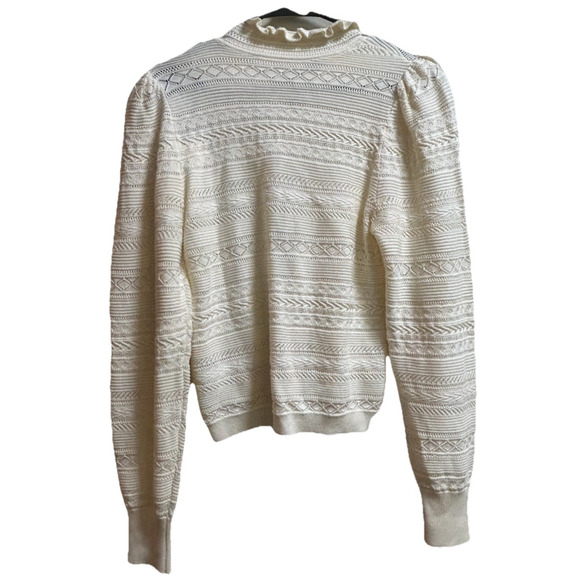 NWT Ba&sh Women's Vinnie Off-White Crotchet Pullover Jumper Cardigan-Size 1/S - Picture 6 of 11